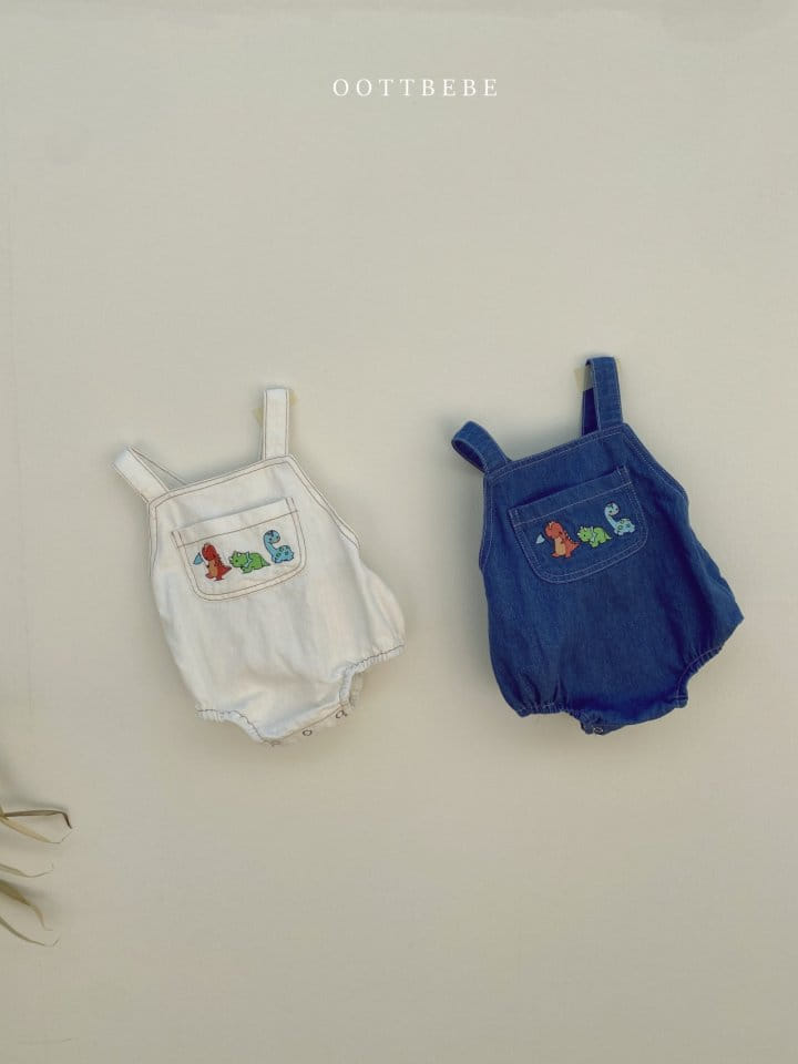 OOTT BEBE - Korean Children Fashion - #Kfashion4kids - Dinosaur Dungarees Bodysuit