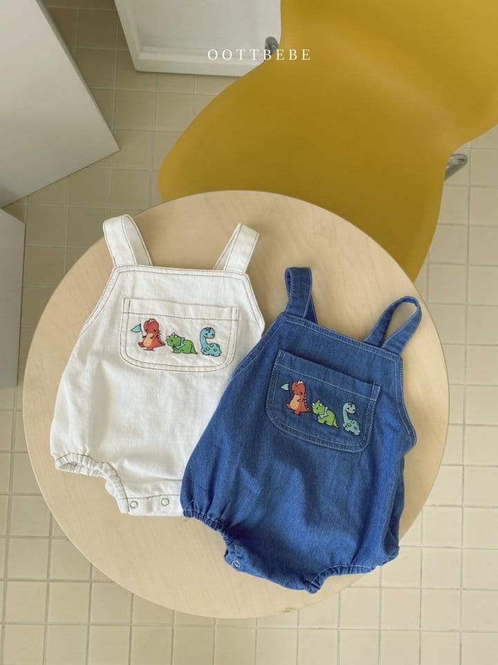 OOTT BEBE - Korean Children Fashion - #Kfashion4kids - Dinosaur Dungarees Bodysuit - 10