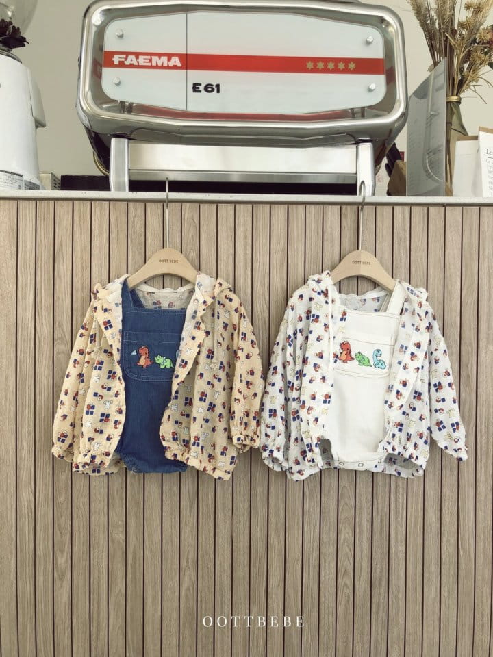 OOTT BEBE - Korean Children Fashion - #Kfashion4kids - Dinosaur Dungarees Bodysuit - 5