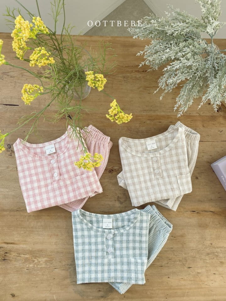 OOTT BEBE - Korean Children Fashion - #Kfashion4kids - Godiva Check Top Bottom Set - 10