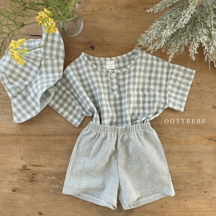OOTT BEBE - Korean Children Fashion - #Kfashion4kids - Godiva Check Top Bottom Set - 12
