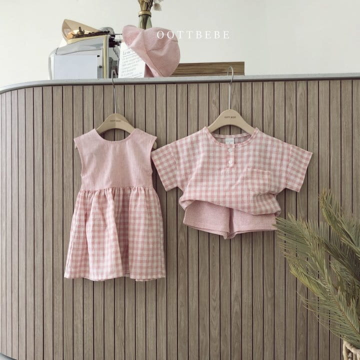 OOTT BEBE - Korean Children Fashion - #Kfashion4kids - Godiva Check Top Bottom Set - 4