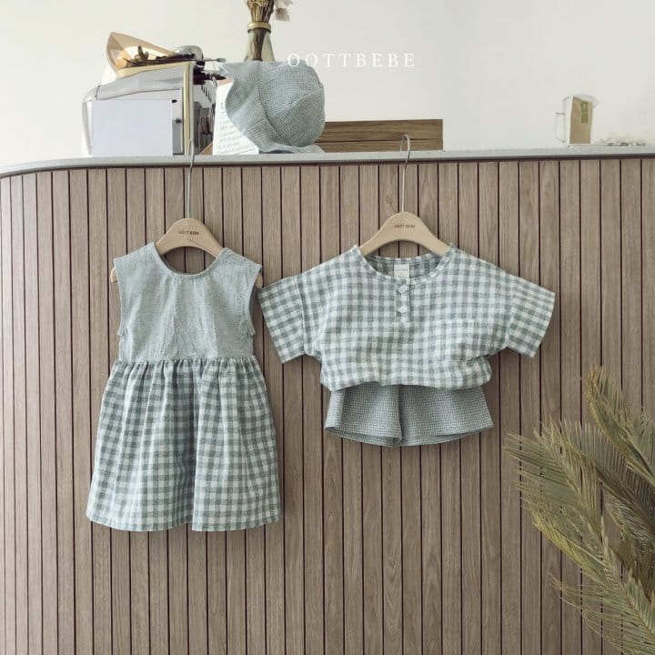 OOTT BEBE - Korean Children Fashion - #Kfashion4kids - Godiva Check Top Bottom Set - 5