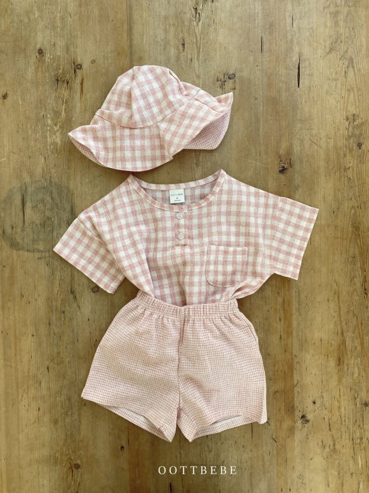 OOTT BEBE - Korean Children Fashion - #Kfashion4kids - Godiva Check Top Bottom Set - 6