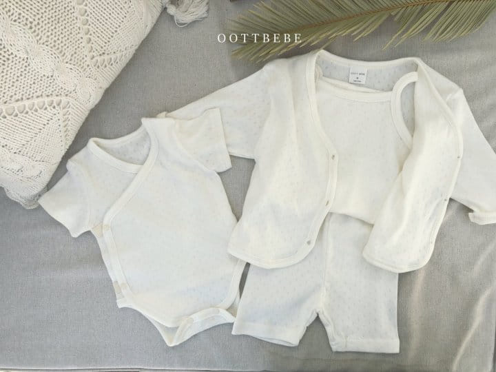 OOTT BEBE - Korean Children Fashion - #Kfashion4kids - Jacquard Sleeveless Cardigan Shorts Set - 3