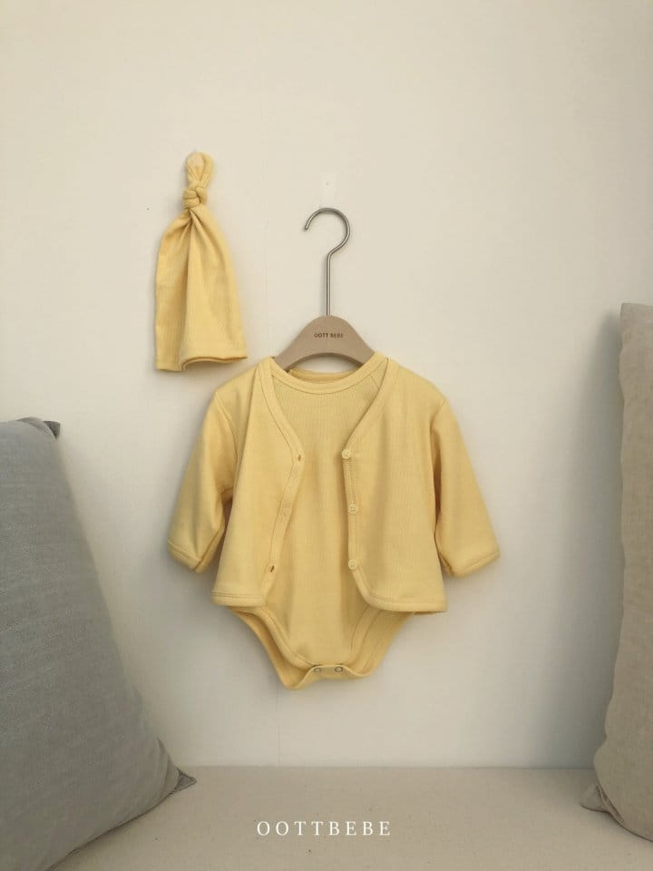 OOTT BEBE - Korean Children Fashion - #Kfashion4kids - Bodysuit Cardigan with Bonnet  - 3