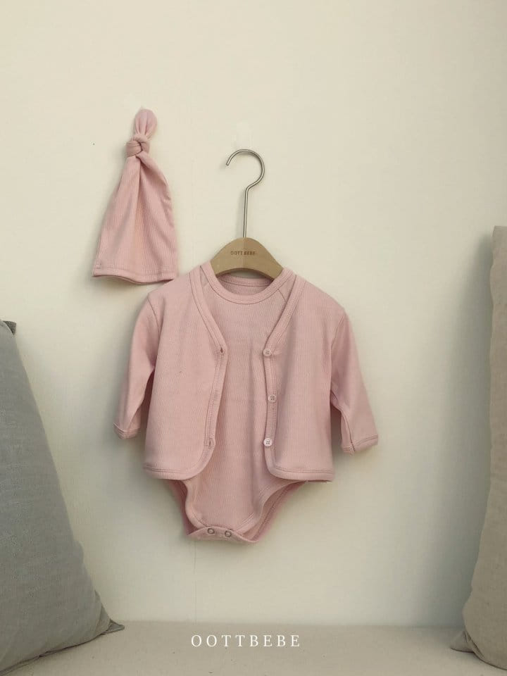 OOTT BEBE - Korean Children Fashion - #Kfashion4kids - Bodysuit Cardigan with Bonnet  - 4