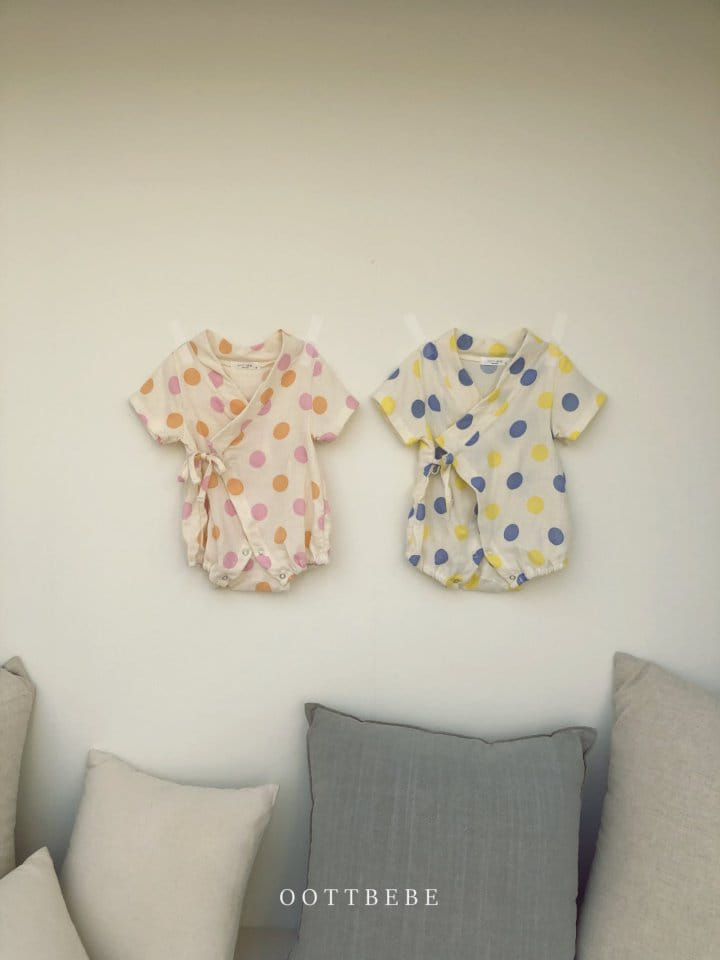 OOTT BEBE - Korean Children Fashion - #Kfashion4kids - Dots Yukata Bodysuit