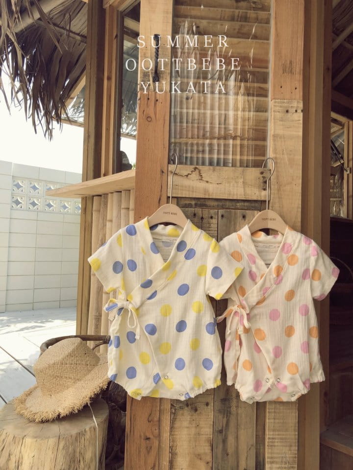 OOTT BEBE - Korean Children Fashion - #Kfashion4kids - Dots Yukata Bodysuit - 2