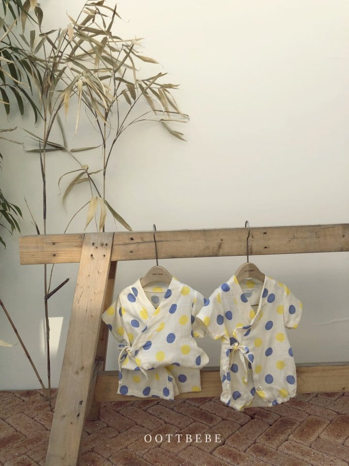 OOTT BEBE - Korean Children Fashion - #Kfashion4kids - Dots Yukata Bodysuit - 3