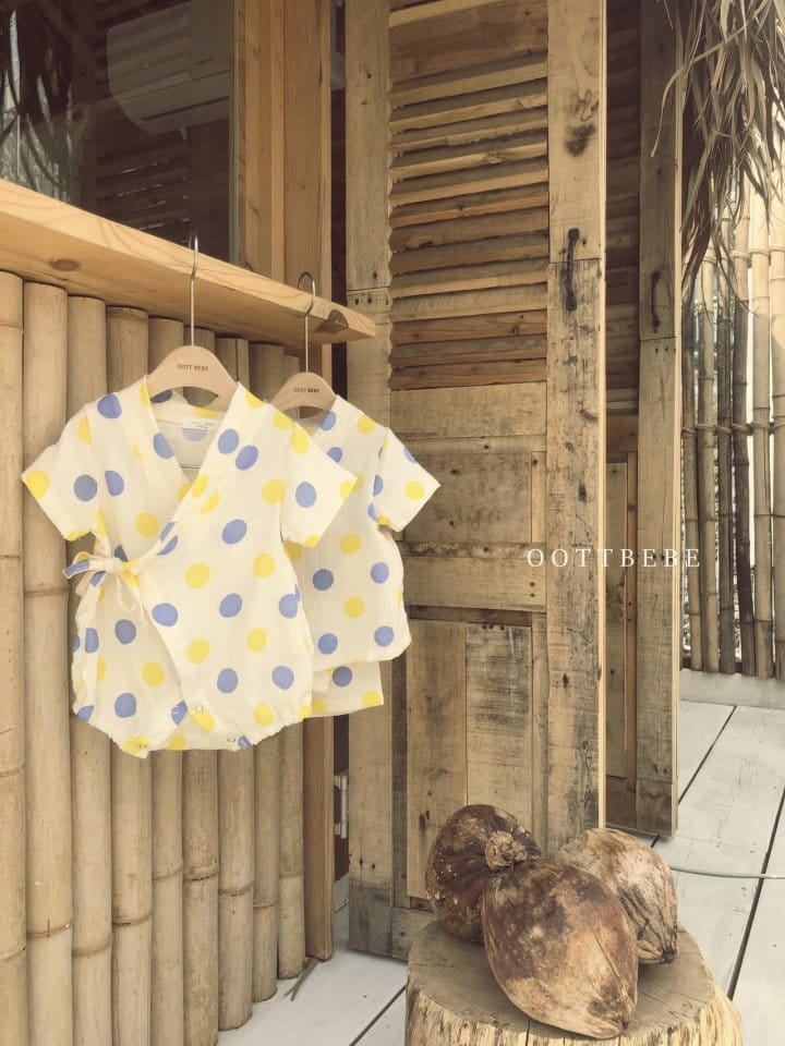 OOTT BEBE - Korean Children Fashion - #Kfashion4kids - Dots Yukata Bodysuit - 6