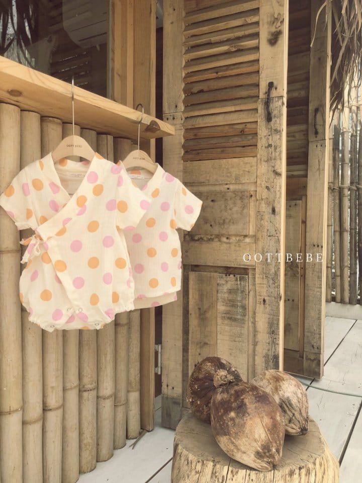 OOTT BEBE - Korean Children Fashion - #Kfashion4kids - Dots Yukata Bodysuit - 7