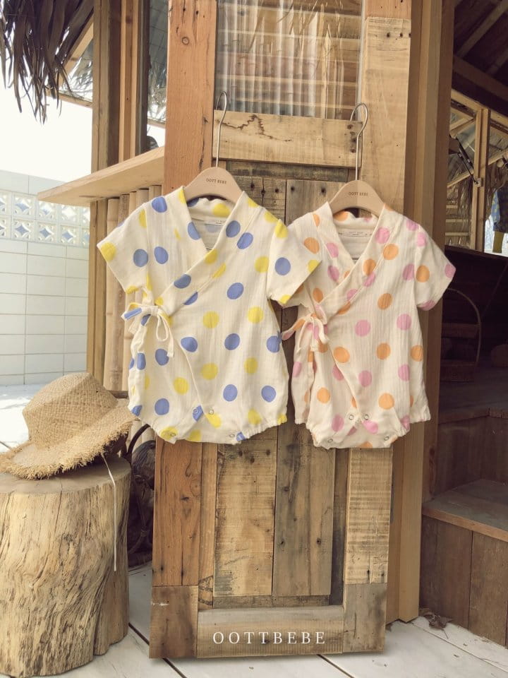 OOTT BEBE - Korean Children Fashion - #Kfashion4kids - Dots Yukata Bodysuit - 8