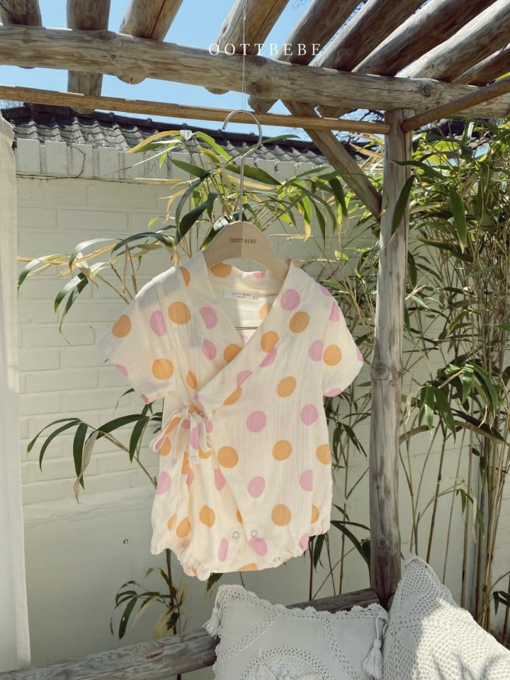 OOTT BEBE - Korean Children Fashion - #Kfashion4kids - Dots Yukata Bodysuit - 9