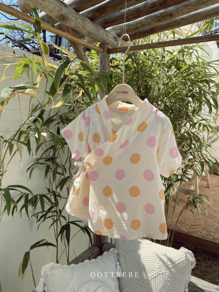 OOTT BEBE - Korean Children Fashion - #Kfashion4kids - Dots Yukata Top Bottom Set - 11