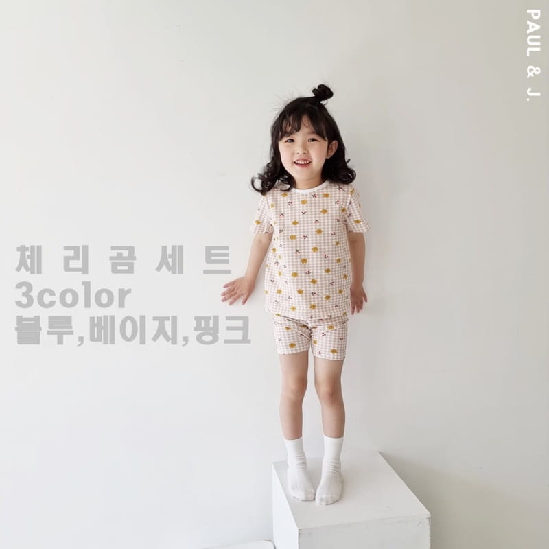 PAUL & J - Korean Children Fashion - #Kfashion4kids - Cherry Bear Top Bottom Set