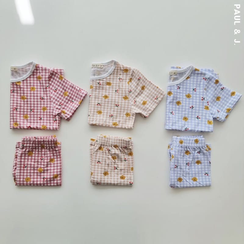 PAUL & J - Korean Children Fashion - #Kfashion4kids - Cherry Bear Top Bottom Set - 3