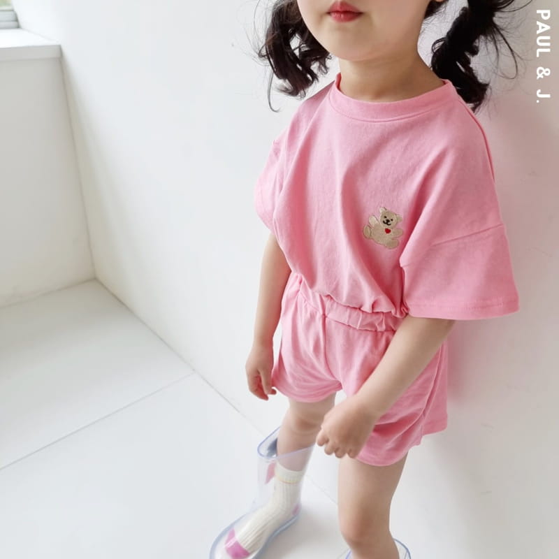 PAUL & J - Korean Children Fashion - #Kfashion4kids - Bear Embroidery Top Bottom Set - 12