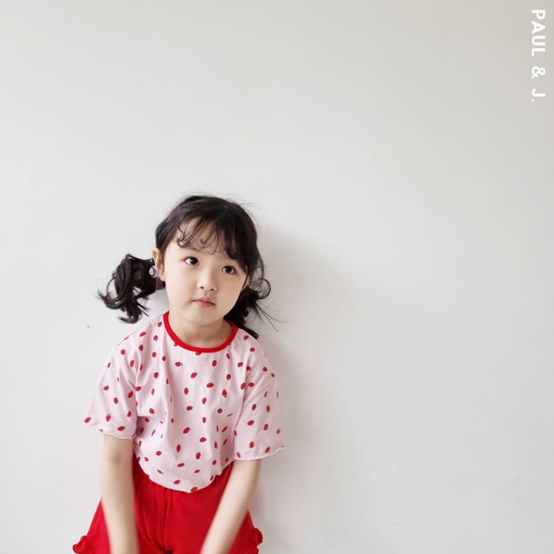 PAUL & J - Korean Children Fashion - #Kfashion4kids - Strawberry Top Bottom Set - 9
