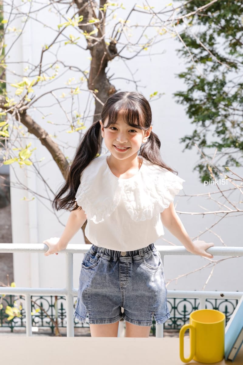 PINK151 - Korean Children Fashion - #Kfashion4kids - Frill Collar Sleeveless Tee - 2