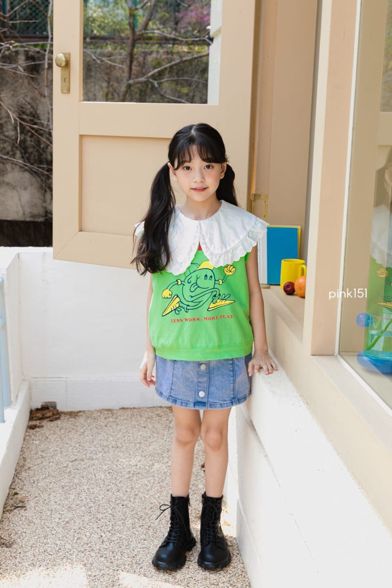 PINK151 - Korean Children Fashion - #Kfashion4kids - Frill Collar Sleeveless Tee - 9