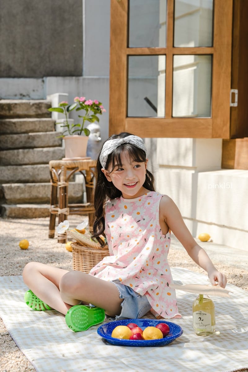 PINK151 - Korean Children Fashion - #Kfashion4kids - Blooming Sleeveless Tee
