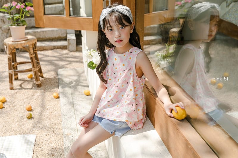 PINK151 - Korean Children Fashion - #Kfashion4kids - Blooming Sleeveless Tee - 4