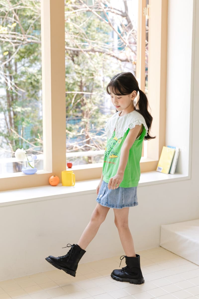 PINK151 - Korean Children Fashion - #Kfashion4kids - Button Denim Skirt - 5