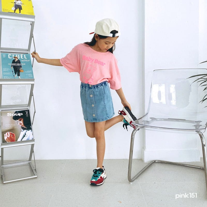 PINK151 - Korean Children Fashion - #Kfashion4kids - Button Denim Skirt - 6