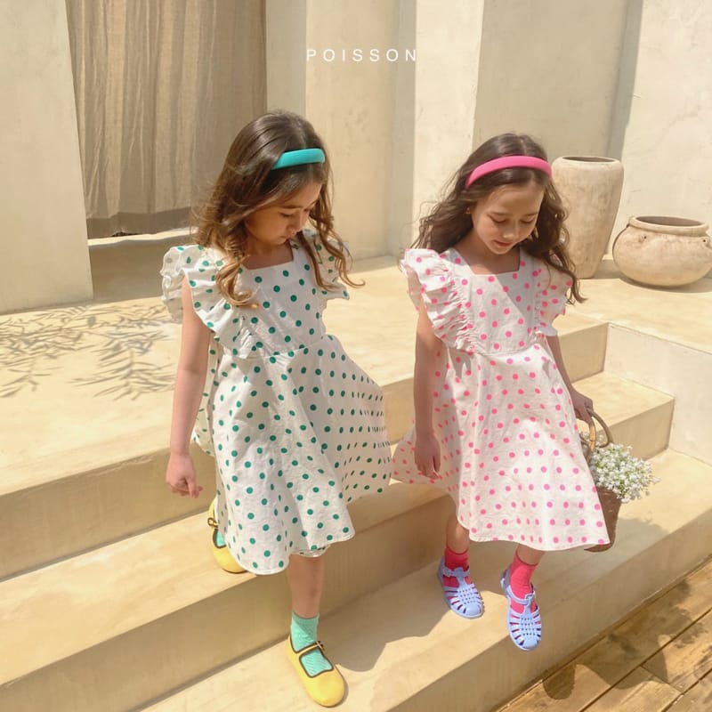 POISSON - Korean Children Fashion - #Kfashion4kids - Dots Frill One-piece