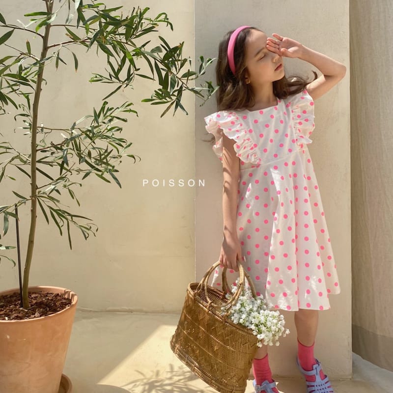 POISSON - Korean Children Fashion - #Kfashion4kids - Dots Frill One-piece - 6