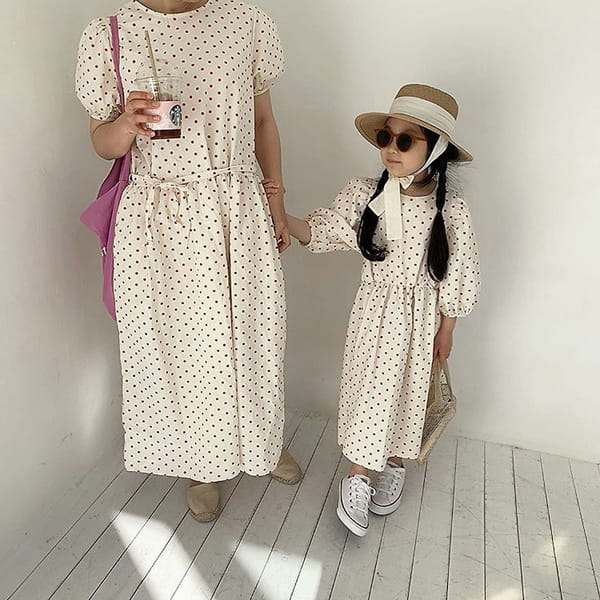 POPOCHICHI - Korean Children Fashion - #Kfashion4kids - Mom I Love Dots One-piece - 2