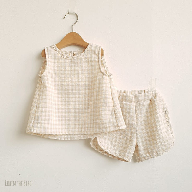 SAEROBIN - Korean Children Fashion - #Kfashion4kids - Volume Check Sleeveless Top Bottom Set