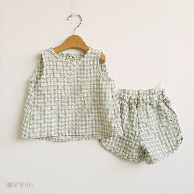 SAEROBIN - Korean Children Fashion - #Kfashion4kids - Volume Check Sleeveless Top Bottom Set - 2