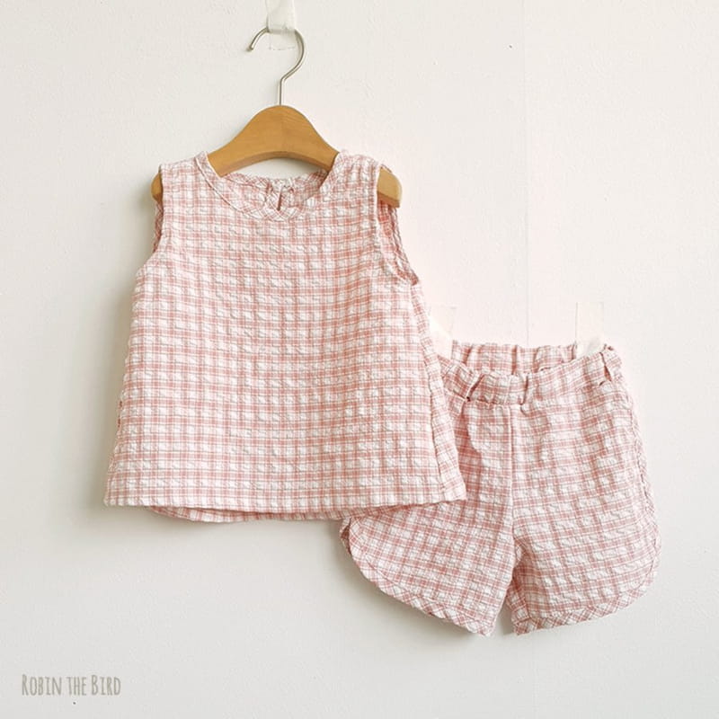SAEROBIN - Korean Children Fashion - #Kfashion4kids - Volume Check Sleeveless Top Bottom Set - 3