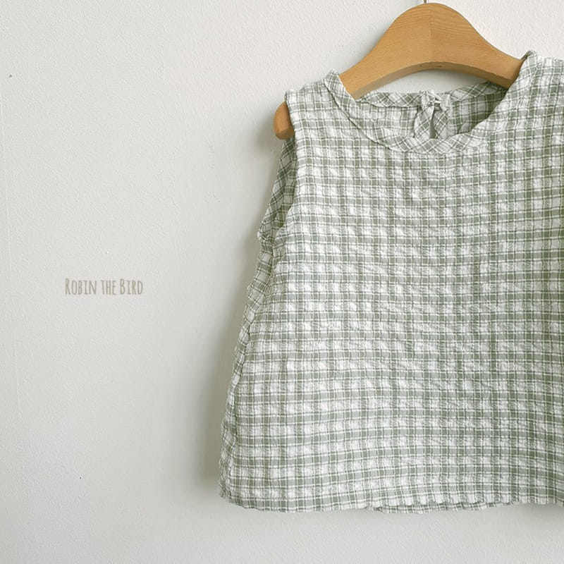 SAEROBIN - Korean Children Fashion - #Kfashion4kids - Volume Check Sleeveless Top Bottom Set - 4