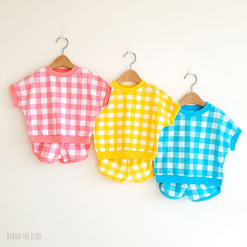 SAEROBIN - Korean Children Fashion - #Kfashion4kids - Bubble Gum Check Top Bottom Set - 2