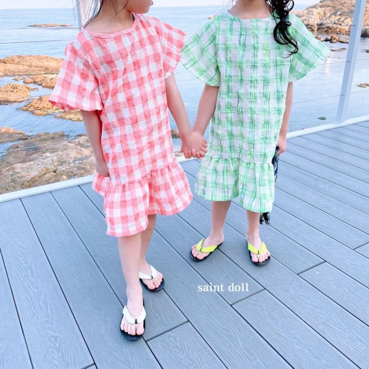 SAINT DOLL - Korean Children Fashion - #Kfashion4kids - Mom Check Neon One-piece - 3