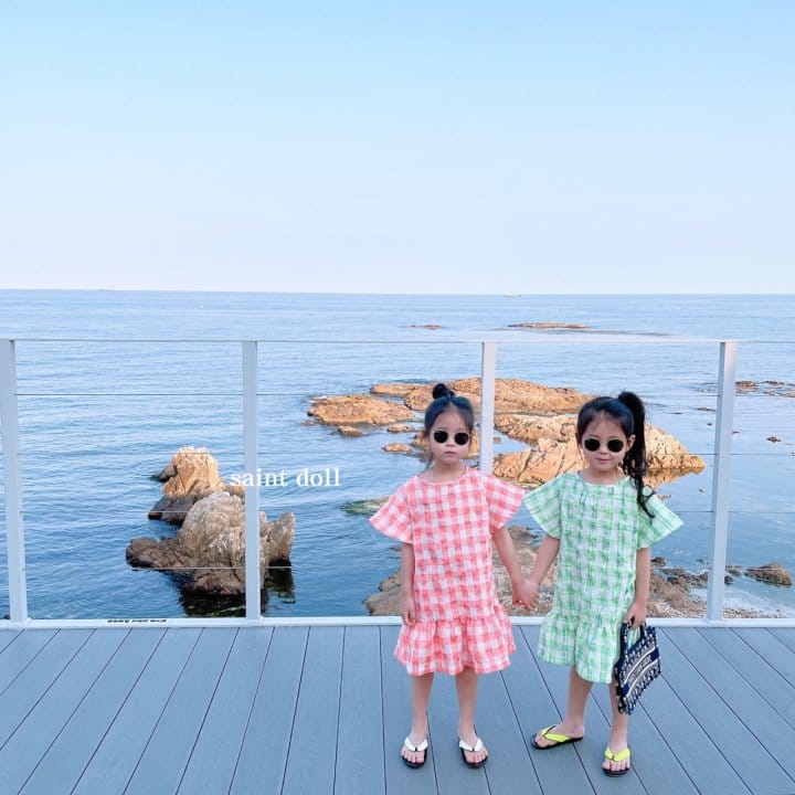 SAINT DOLL - Korean Children Fashion - #Kfashion4kids - Mom Check Neon One-piece - 4