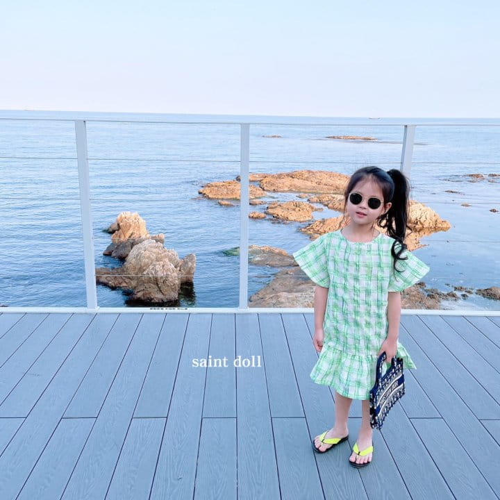 SAINT DOLL - Korean Children Fashion - #Kfashion4kids - Check Neon One-piece - 5