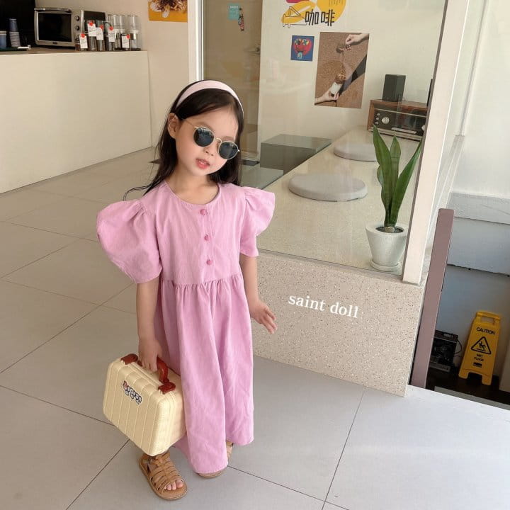SAINT DOLL - Korean Children Fashion - #Kfashion4kids - Button Linen One-piece