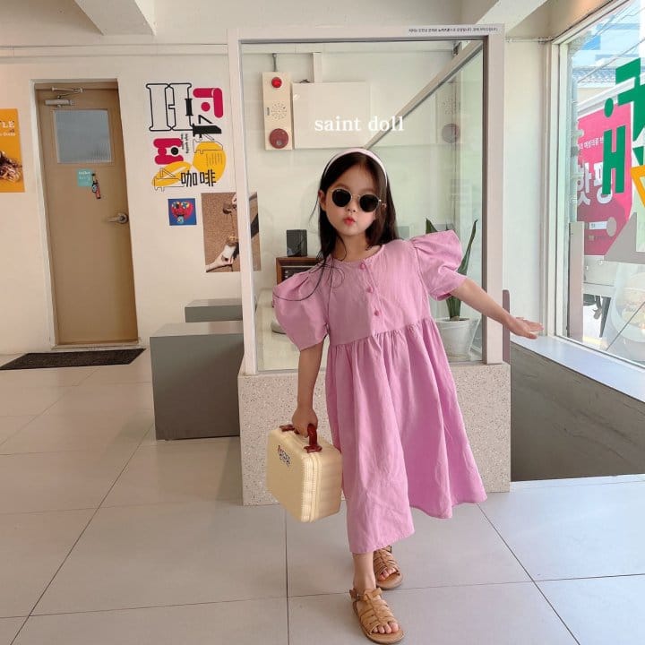 SAINT DOLL - Korean Children Fashion - #Kfashion4kids - Button Linen One-piece - 2