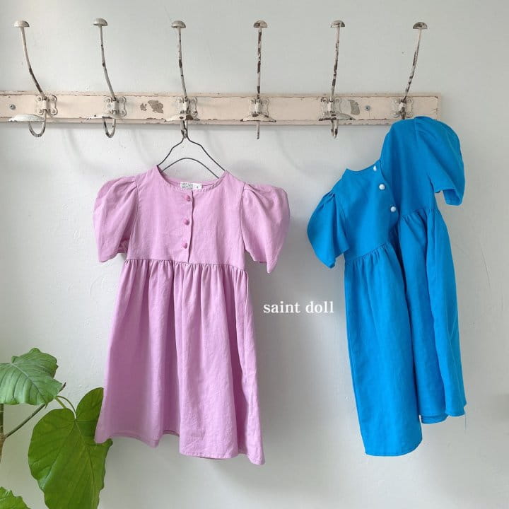 SAINT DOLL - Korean Children Fashion - #Kfashion4kids - Button Linen One-piece - 3