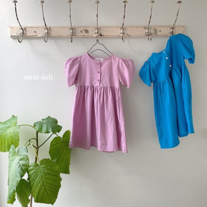 SAINT DOLL - Korean Children Fashion - #Kfashion4kids - Button Linen One-piece - 4