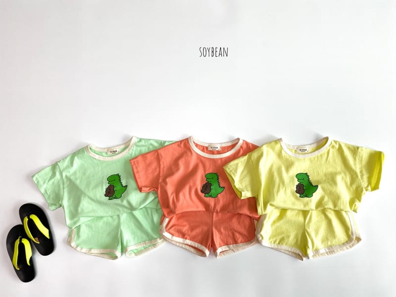 SOYBEAN - Korean Children Fashion - #Kfashion4kids - Bear Dinasour Top Bottom Set - 7
