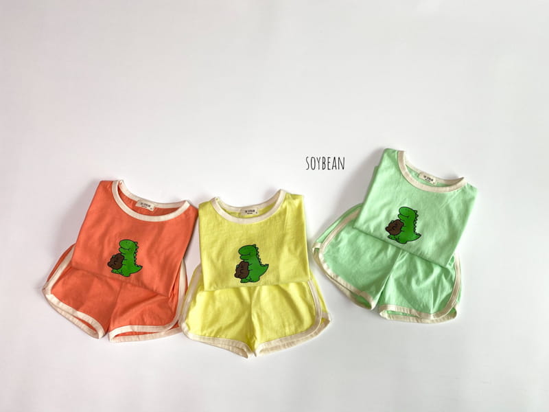 SOYBEAN - Korean Children Fashion - #Kfashion4kids - Bear Dinasour Top Bottom Set - 8