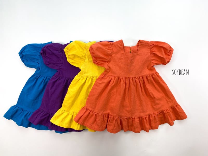 SOYBEAN - Korean Children Fashion - #Kfashion4kids - Linen Square Neck One-piece
