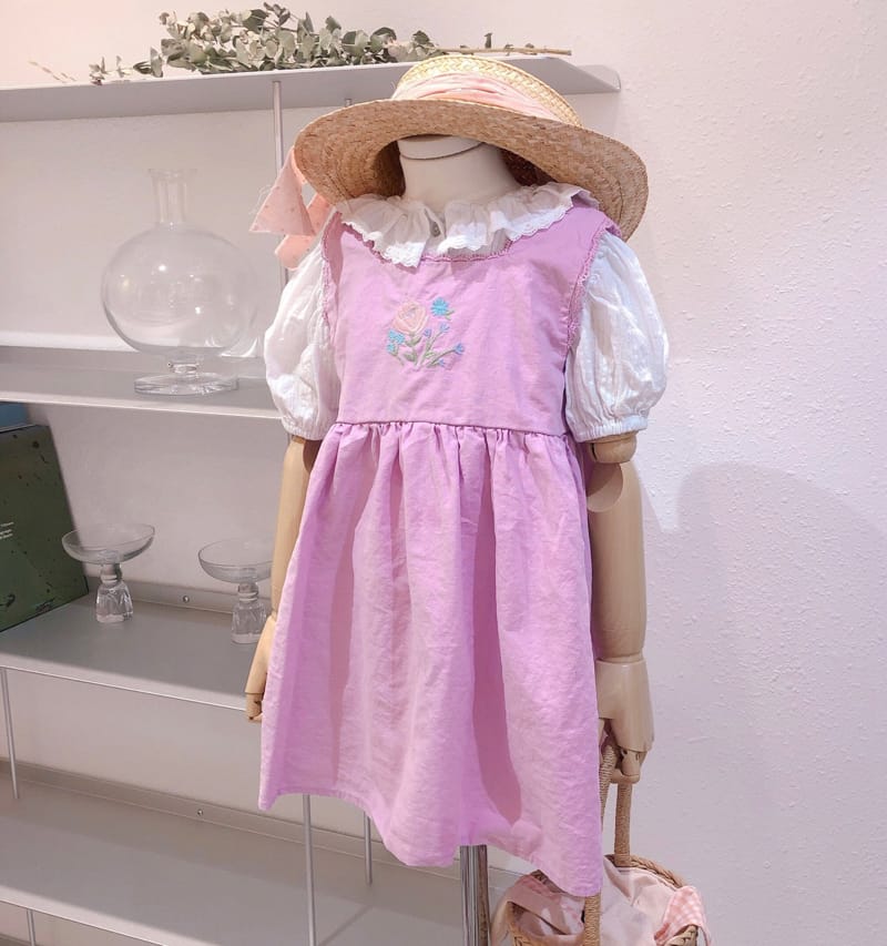 STUDIO M - Korean Children Fashion - #Kfashion4kids - Margaret Embroidery One-piece - 3