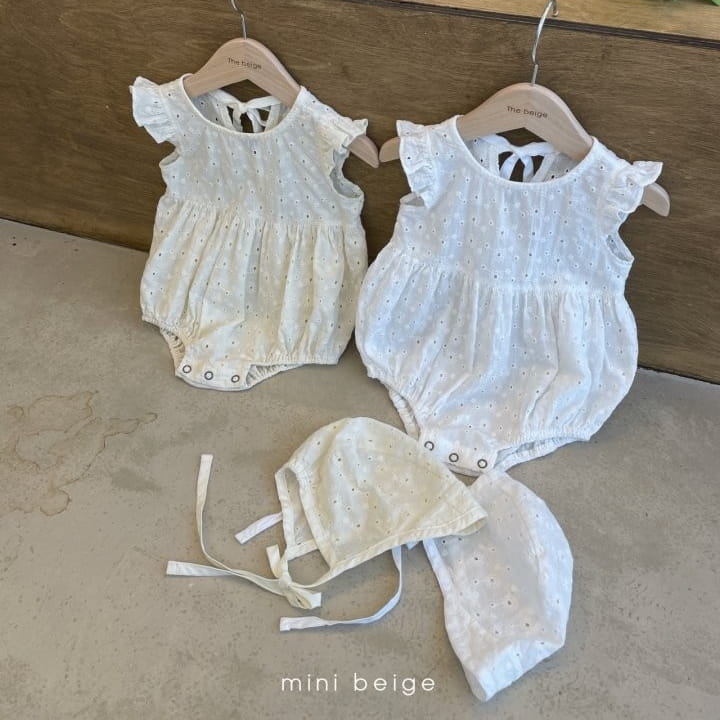 THE BEIGE - Korean Children Fashion - #Kfashion4kids - Rose Frill Bodysuit with Bonnet - 3