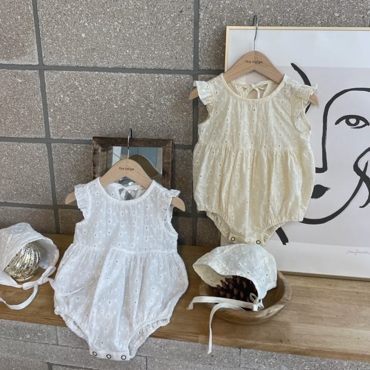 THE BEIGE - Korean Children Fashion - #Kfashion4kids - Rose Frill Bodysuit with Bonnet - 4